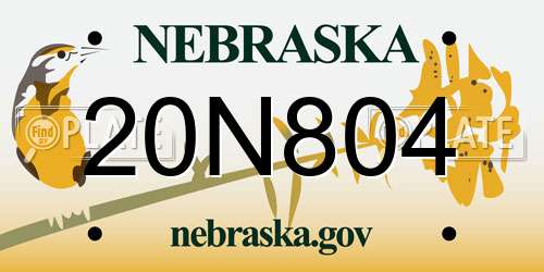 20N804 Nebraska License Plate