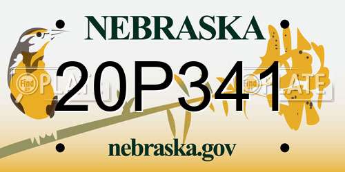 20P341 Nebraska License Plate