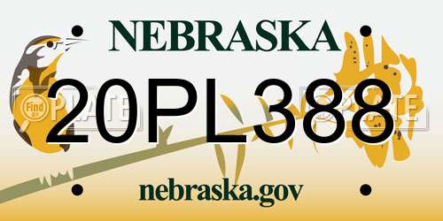 20PL388 Nebraska License Plate