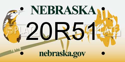 20R51 Nebraska License Plate