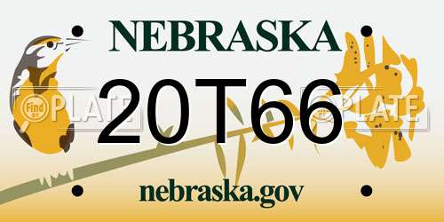 20T66 Nebraska License Plate