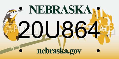 20U864 Nebraska License Plate