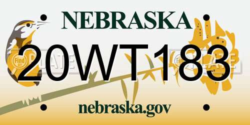 20WT183 Nebraska License Plate