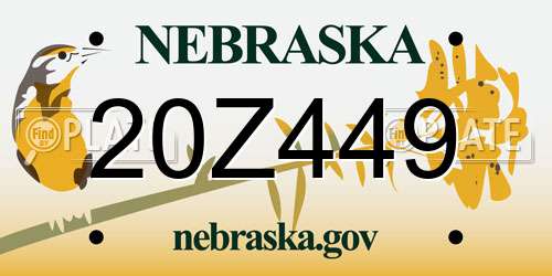 20Z449 Nebraska License Plate