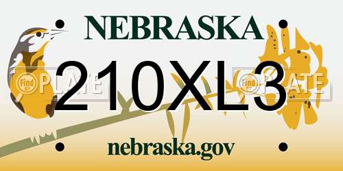210XL3 Nebraska License Plate