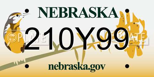 210Y99 Nebraska License Plate