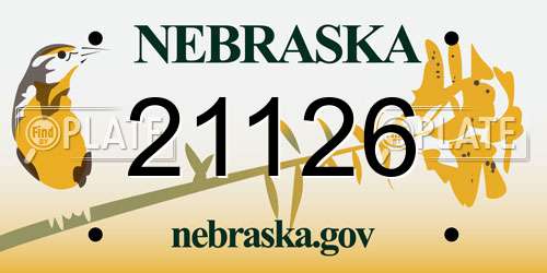 21126 Nebraska License Plate