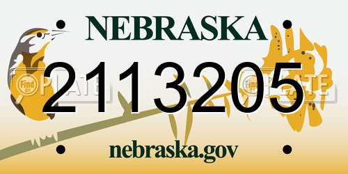 2113205 Nebraska License Plate