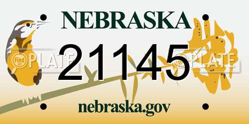 21145 Nebraska License Plate