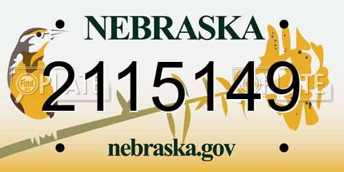 2115149 Nebraska License Plate