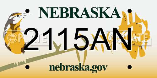 2115AN Nebraska License Plate