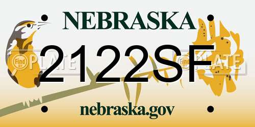 2122SF Nebraska License Plate