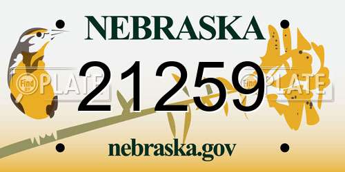 21259 Nebraska License Plate