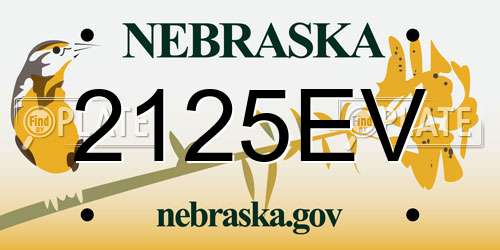 2125EV Nebraska License Plate