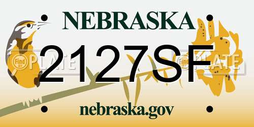 2127SF Nebraska License Plate