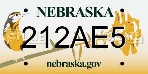 212AE5 Nebraska License Plate