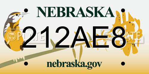 212AE8 Nebraska License Plate
