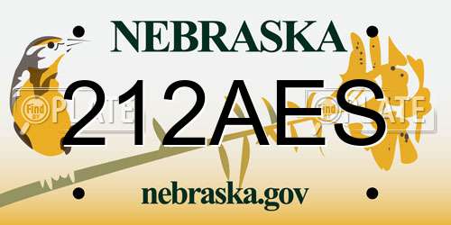 212AES Nebraska License Plate