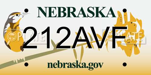 212AVF Nebraska License Plate