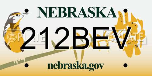 212BEV Nebraska License Plate