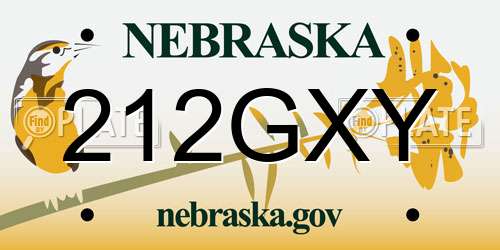 212GXY Nebraska License Plate