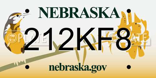 212KF8 Nebraska License Plate