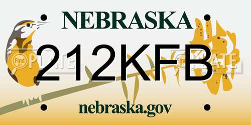 212KFB Nebraska License Plate