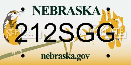 212SGG Nebraska License Plate