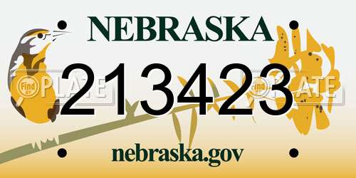 213423 Nebraska License Plate