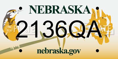 2136QA Nebraska License Plate