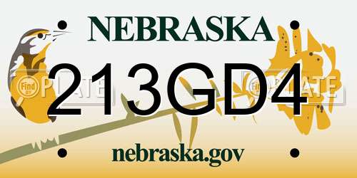 213GD4 Nebraska License Plate