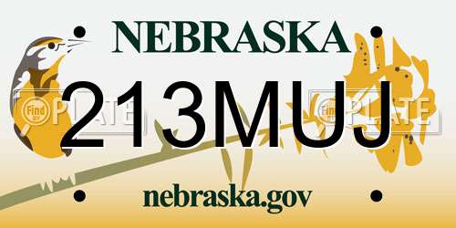 213MUJ Nebraska License Plate