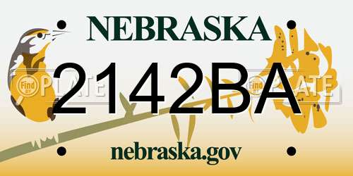2142BA Nebraska License Plate