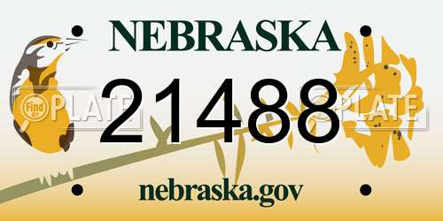 21488 Nebraska License Plate