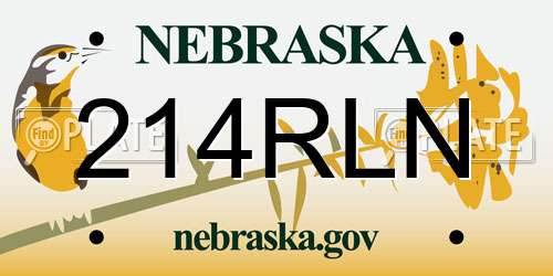 214RLN Nebraska License Plate