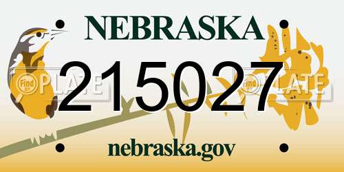 215027 Nebraska License Plate