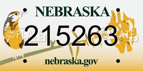 215263 Nebraska License Plate