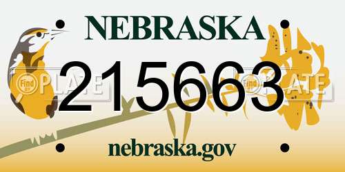 215663 Nebraska License Plate