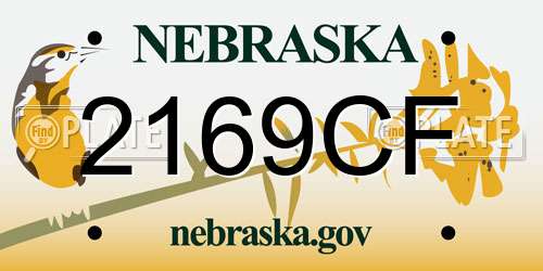 2169CF Nebraska License Plate