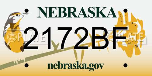 2172BF Nebraska License Plate