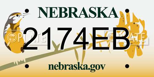 2174EB Nebraska License Plate