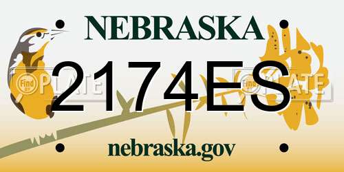 2174ES Nebraska License Plate