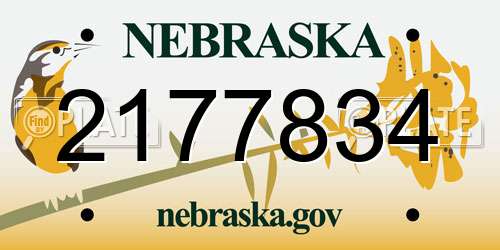 2177834 Nebraska License Plate