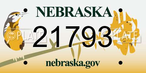 21793 Nebraska License Plate