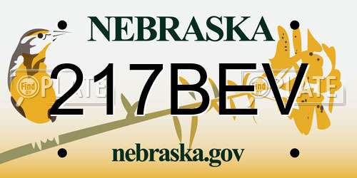 217BEV Nebraska License Plate