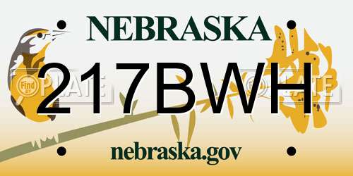 217BWH Nebraska License Plate