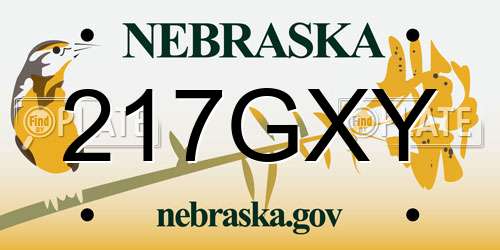 217GXY Nebraska License Plate
