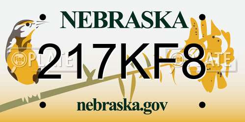 217KF8 Nebraska License Plate