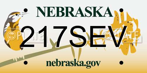 217SEV Nebraska License Plate