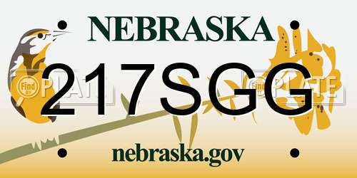 217SGG Nebraska License Plate